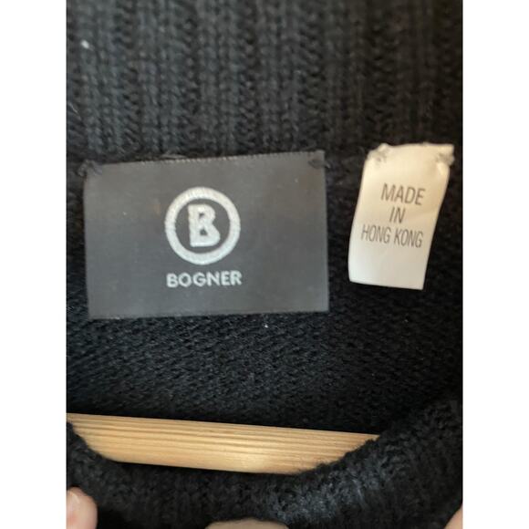 Bogner Sweater Womens S Turtleneck Virgin Wool Lamb Leather Applique Old Money - Picture 7 of 13